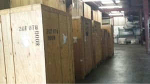 Storage crates inside warehouse